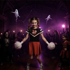 A Gothic Universe ✦ Gothic Cheerleader Costume ✦ Black Silver Spooky Stretch 4/6